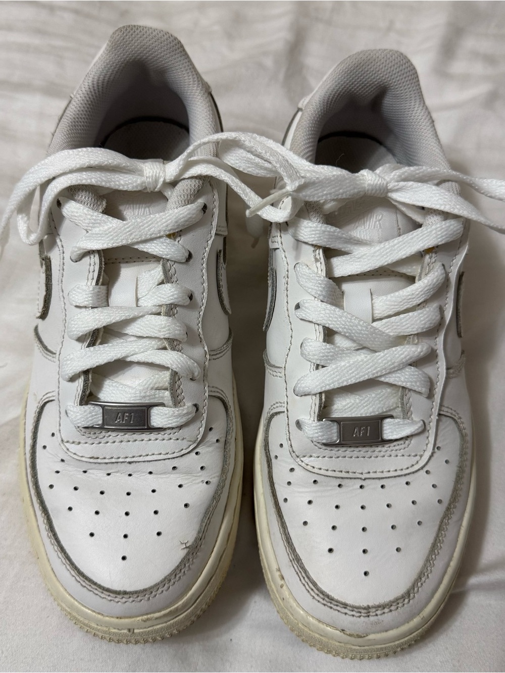 Nike Air Force 1 (size 4.5Y) low white sneaker school girls boys woman’s shoe